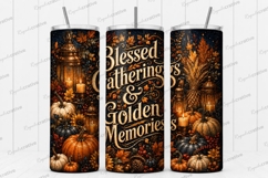 Blessed Gatherings and Golden Memories Tumbler PNG blessed Product Image 1
