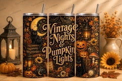 Vintage Nights and Pumpkin Lights Tumbler PNG vintage nights Product Image 1