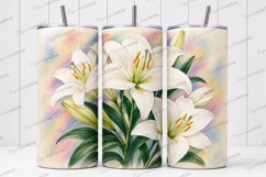 White Lily Floral Tumbler Wrap PNG White Lily Skinny Tumbler Product Image 1