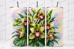 Green Cymbidium Orchid Tumbler Wrap PNG Green Cymbidium Orch Product Image 1