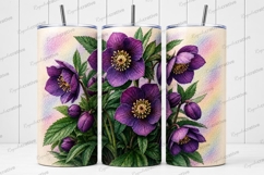 Purple Anemone Floral Tumbler Wrap PNG Purple Anemone Skinny Product Image 1