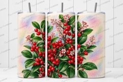 Winter Berry Botanical Tumbler Wrap PNG Winter Red Berry Product Image 1