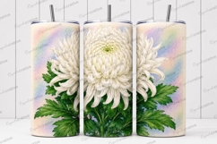 White Chrysanthemum Floral Tumbler Wrap PNG White Chrysanthe Product Image 1