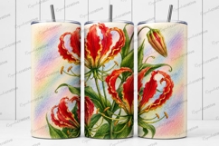 Flame Lily Floral Tumbler Wrap PNG Flame Lily Skinny Tumbler Product Image 1