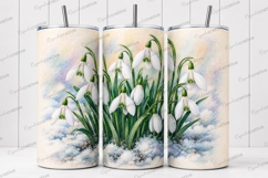 Snowdrop Floral Tumbler Wrap PNG Snowdrop Flower Skinny Product Image 1