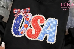 USA Patriotic Faux Embroidery PNG, 4th of July Sublimation P Product Image 2
