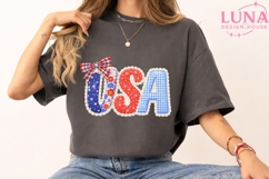 USA Patriotic Faux Embroidery PNG, 4th of July Sublimation P Product Image 3