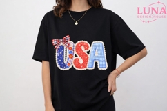 USA Patriotic Faux Embroidery PNG, 4th of July Sublimation P Product Image 4