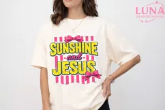 Sunshine and Jesus PNG, Christian Sublimation, Coquette Bow Product Image 1