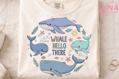 Whale Hello There PNG, Cute Ocean Whales Clipart, Sea Life P Product Image 3