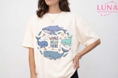 Whale Hello There PNG, Cute Ocean Whales Clipart, Sea Life P Product Image 5