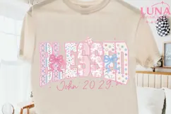 Blessed John 20:29 Floral PNG, Christian Coquette Bow PNG Product Image 1