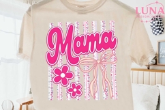 Mama Floral Stripes Bow PNG, Coquette Mama PNG, Mother's Day Product Image 2