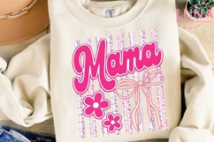 Mama Floral Stripes Bow PNG, Coquette Mama PNG, Mother's Day Product Image 3