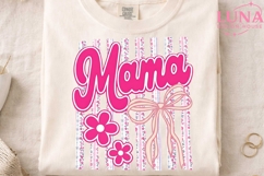 Mama Floral Stripes Bow PNG, Coquette Mama PNG, Mother's Day Product Image 4