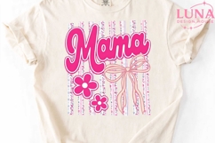 Mama Floral Stripes Bow PNG, Coquette Mama PNG, Mother's Day Product Image 5