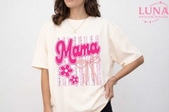 Mama Floral Stripes Bow PNG, Coquette Mama PNG, Mother's Day Product Image 1