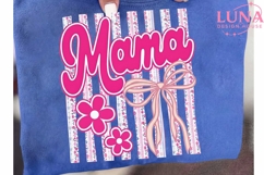 Mama Floral Stripes Bow PNG, Coquette Mama PNG, Mother's Day Product Image 6