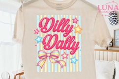 Dilly Dally Retro Stars Bow PNG, Coquette Sublimation Design Product Image 2