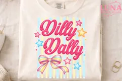 Dilly Dally Retro Stars Bow PNG, Coquette Sublimation Design Product Image 3