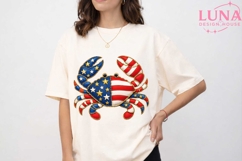 Patriotic Crab PNG, USA Flag Crab Clipart, 4th of July PNG Product Image 1
