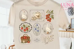 Cottagecore Goose Strawberry PNG, Farmhouse Aesthetic Clipar Product Image 2