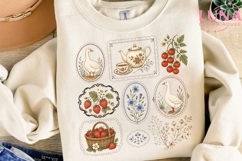 Cottagecore Goose Strawberry PNG, Farmhouse Aesthetic Clipar Product Image 1