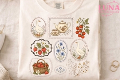 Cottagecore Goose Strawberry PNG, Farmhouse Aesthetic Clipar Product Image 3
