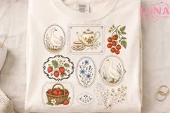 Cottagecore Goose Strawberry PNG, Farmhouse Aesthetic Clipar Product Image 3
