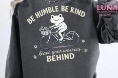 Frog on Bicycle PNG, Cute Frog Sublimation, Be Humble Be Kin Product Image 3