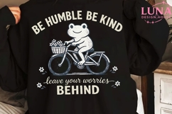Frog on Bicycle PNG, Cute Frog Sublimation, Be Humble Be Kin Product Image 4