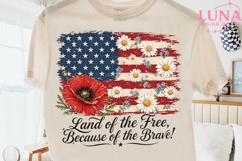 Patriotic American Flag Floral PNG, Land of the Free PNG Product Image 2