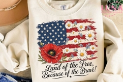Patriotic American Flag Floral PNG, Land of the Free PNG Product Image 3