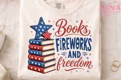 Books Fireworks Freedom PNG, 4th of July PNG, Patriotic Book Product Image 1