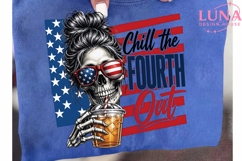Chill The Fourth Out PNG, 4th of July Skull PNG, Patriotic M Product Image 6