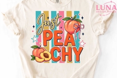 Just Peachy Retro Sublimation PNG, Cute Peach PNG, Summer Fr Product Image 1