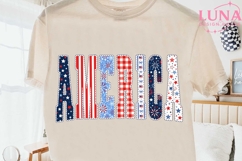 America Patriotic Patchwork Letters PNG, 4th of July PNG Product Image 2
