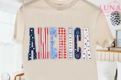 America Patriotic Patchwork Letters PNG, 4th of July PNG Product Image 2