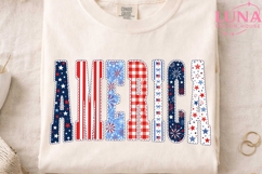 America Patriotic Patchwork Letters PNG, 4th of July PNG Product Image 4