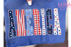 America Patriotic Patchwork Letters PNG, 4th of July PNG Product Image 6