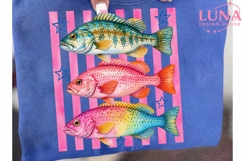 Pink Patriotic Fish Watercolor PNG, Fishing Sublimation Desi Product Image 6