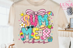 Summer Vibes PNG, Beach Sublimation Design, Coquette Bow PNG Product Image 1