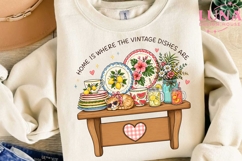 Vintage Dishes Kitchen Scene PNG, Retro Kitchen Clipart PNG Product Image 3