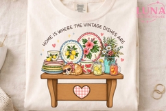 Vintage Dishes Kitchen Scene PNG, Retro Kitchen Clipart PNG Product Image 4