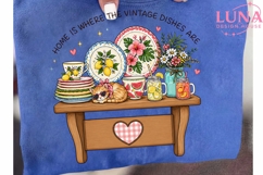 Vintage Dishes Kitchen Scene PNG, Retro Kitchen Clipart PNG Product Image 6