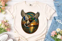 Duck Flying Sunset PNG Sublimation Desig Product Image 2