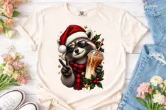 Cool Raccoon Christmas PNG Sublimation Product Image 2