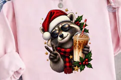 Cool Raccoon Christmas PNG Sublimation Product Image 3