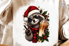 Cool Raccoon Christmas PNG Sublimation Product Image 4