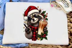 Cool Raccoon Christmas PNG Sublimation Product Image 5